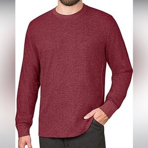 NWT Member’s Mark Crewneck Pullover Cozy Long Sleeve Heathered Red Black Gray